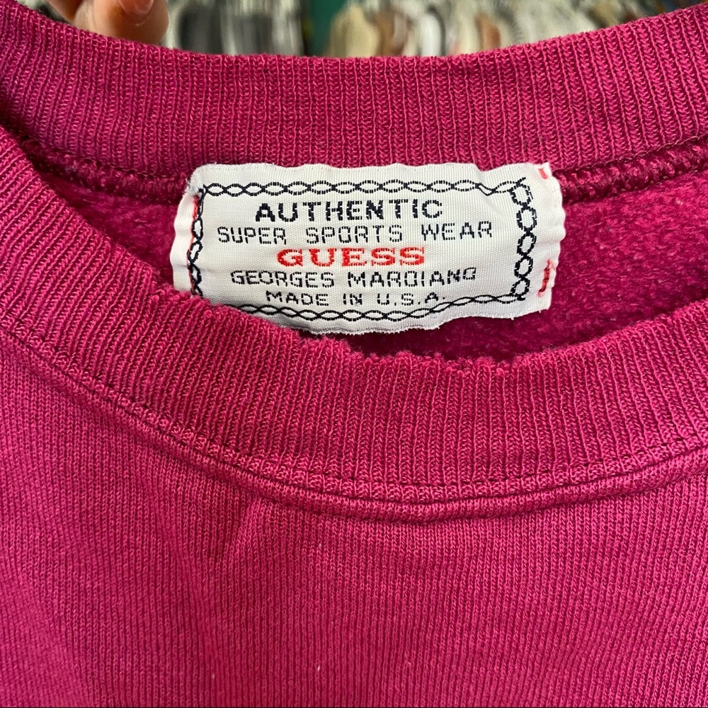 Guess Jeans Vintage Y2K Crewneck Maroon Spellout Sweatshirt Medium - Picture 7 of 9